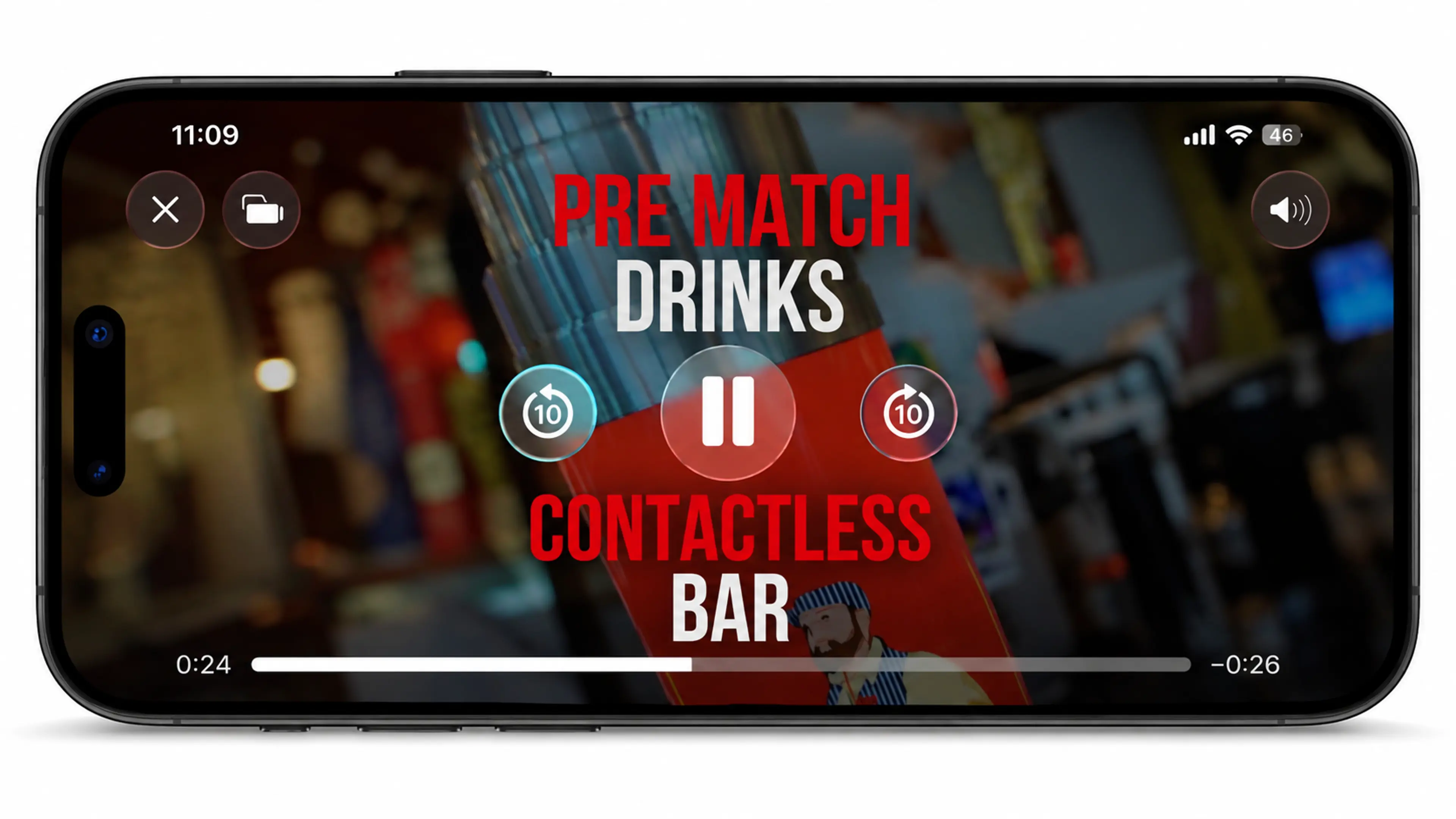Pre-match drinks in a TicPro hospitality video